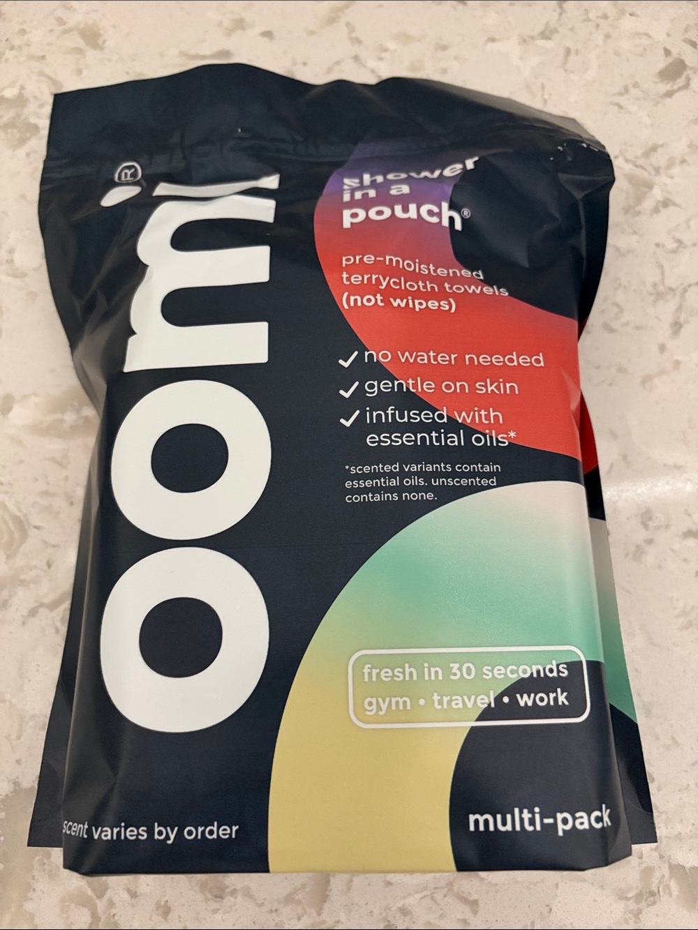 OOMI Shower in a Pouch Pre-Moistened Terrycloth Towels - eucalyptus